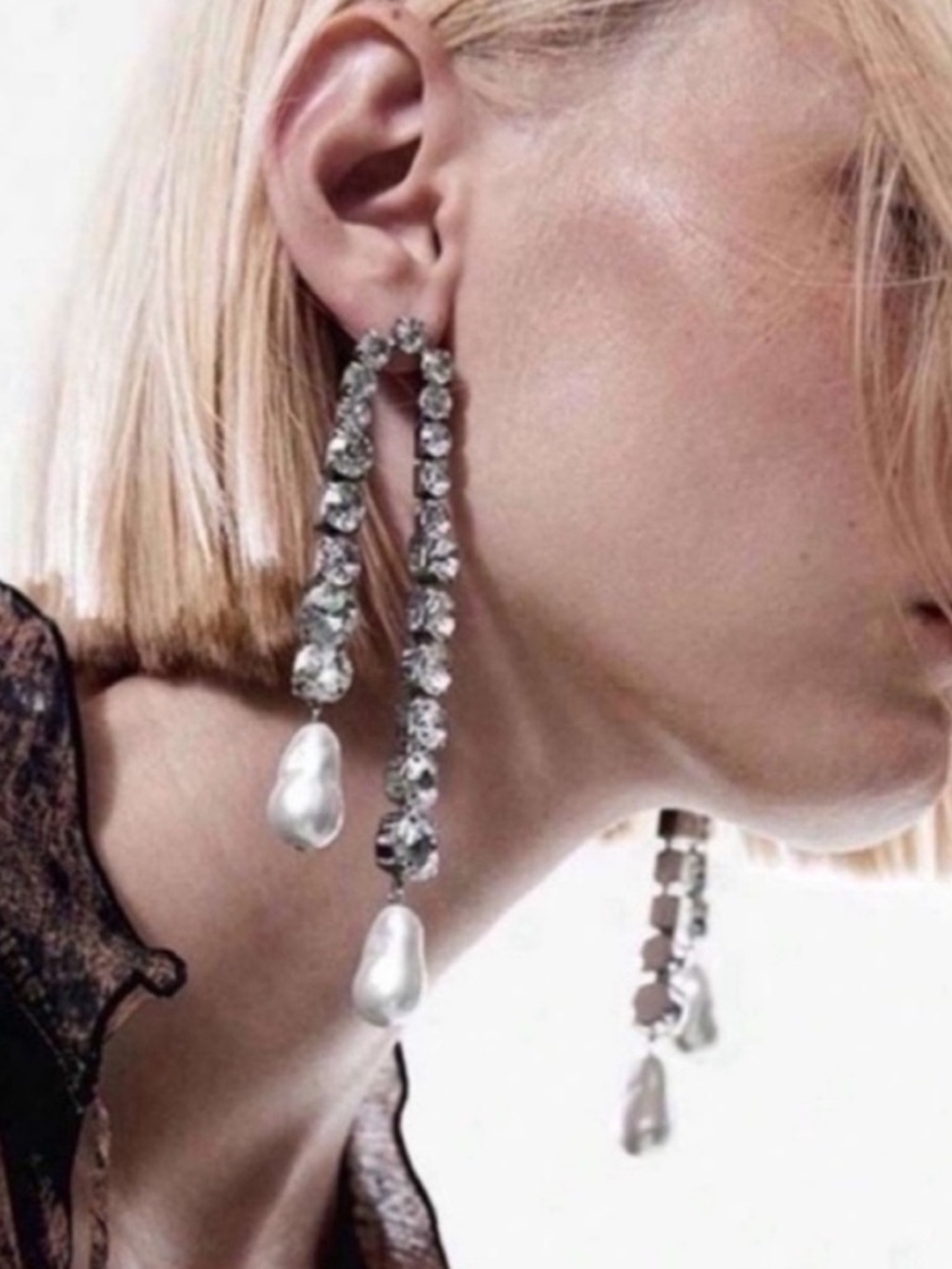 New! Zara Rhinestone Pearl Drop Earrings (3039) NWOT